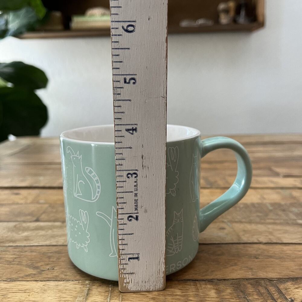 Parker Lane Mug Cat Person Coffee Tea Cup Mint Green Aqua 16 Oz Stoneware - Picture 8 of 10